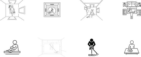 Diverse Icons Depicting Cleaning and Household Chores