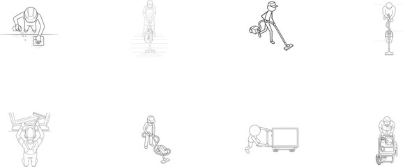 Stick Figure Cleaning and Maintenance Actions Collection