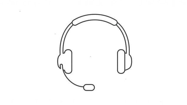 Simple illustration of headset and microphone outline