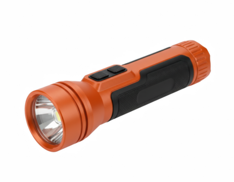 Orange and Anthracite Tactical LED Flashlight with Rubberized Grip