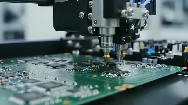 Computer Motherboard Macro Shot Reveals Intricate Details of Circuitry and Components, Capturing the Concept of Technological Innovation and Highlighting the Complex Machinery that Drives Modern.