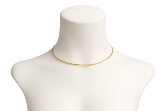 Elegant golden necklace on a mannequin isolated with transparent background. Jewelry concept - Powered by Adobe