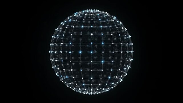 Rotating wireframe globe network digital data connection abstract sphere