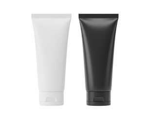 Dual Cosmetic Tubes Mockup - White and Dark Gray Packaging