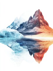 Obraz premium Colorful mountain reflection mirrored in water.