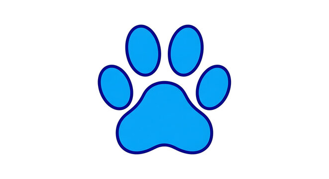 Cute blue animal paw print vector design on white background