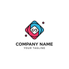 Abstract logo featuring a stylized letter 'S' within a geometric, colorful design, suitable for branding.