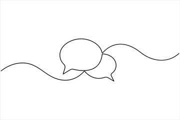 One continuous line art drawing of Speech bubble vector illustration. Communication chat messenger linear vector line symbol. Dialog cloud, chat bubble concept outline line design