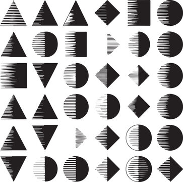Hand-drawn geometric pattern with lines and shapes - minimalist design