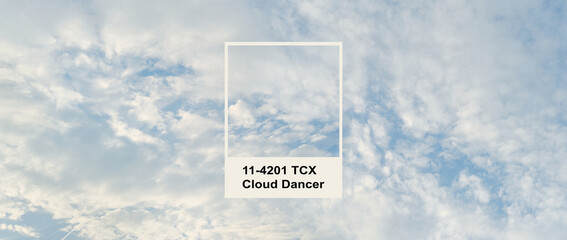 cloudy sky, cloud dancer pantone color 2026, spiritual connection with nature, wallpaper or digital background for design and product presentation, warm texture material, Frankfurt - December 4, 2025