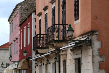Traditional architecture in Stari Grad, small town on island Hvar, Croatia. 