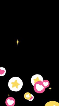 Hand Drawn Love Heart Bubble with sparkle stars Animation Overlay. Cute icons Heart and Star Emojis Motion Graphic