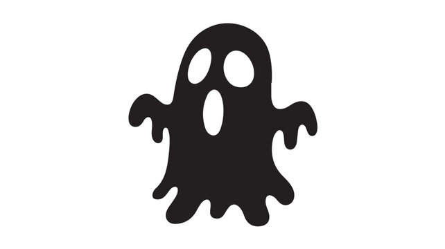 Simple black ghost silhouette spooky vector illustration for Halloween isolated on white background