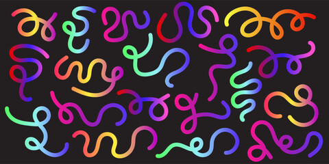 Vibrant Curvy Lines Collection Neon-Inspired Art for Modern Designs - Vector Shapes with Playful Swirls and Abstract Graphics