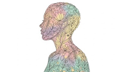 Abstract Floral Woman - A Colorful Profile of Beauty and Nature.