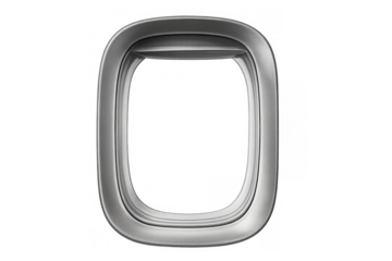 Airplane window frame providing a view for travel and flight concepts. Realistic porthole with transparent background