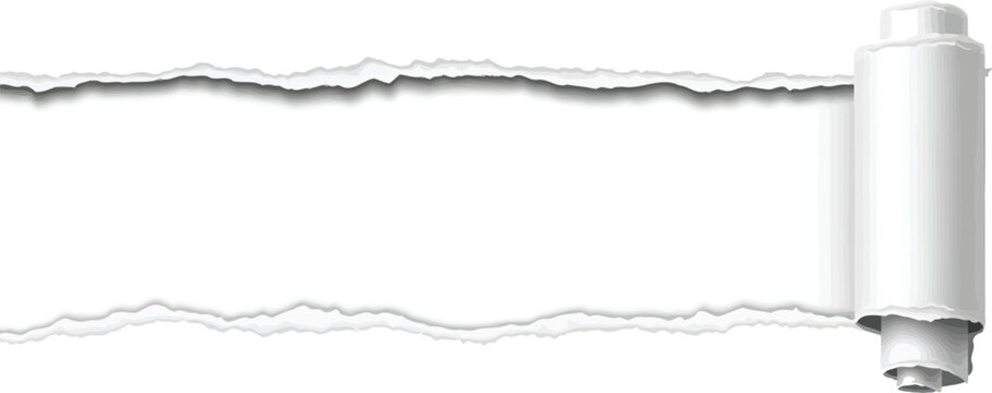 Torn paper with rolled edge revealing white space for text or image