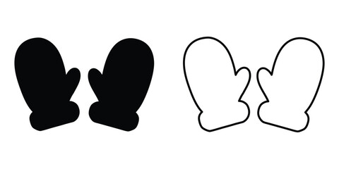 Winter mittens silhouette vector, Winter gloves icon, Winter gloves silhouette