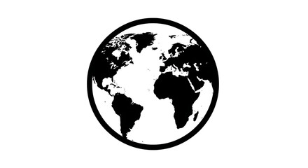 Fototapeta premium Black and White Earth Globe Graphic Representation in Circle
