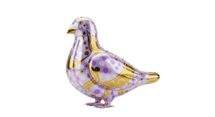 Elegant purple and gold foil balloon crafted in the shape of a serene dove, offering a unique and festive decoration for parties, events, or thoughtful celebratory gestures
