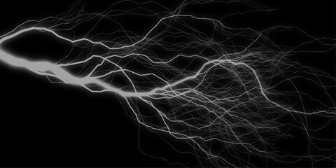 Intense red lightning streak. Gray Lightning lightning thunderstorm backgrounds. Dynamic electric arcs in black and gray colors creating a striking visual effect on black background