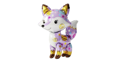 Charming cartoon fox shaped foil balloon, adorned with colorful polka dots, ideal for happy birthday decor and playful events