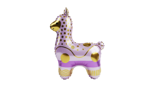 Whimsical Purple and Gold Alpaca Shaped Party Balloon Decoration for Celebrations