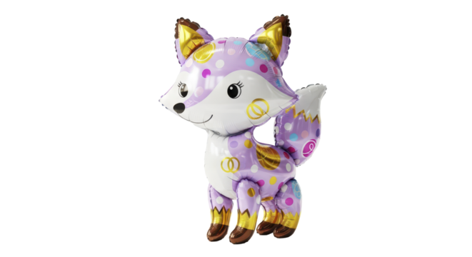 Charming cartoon fox shaped foil balloon, adorned with colorful polka dots, ideal for happy birthday decor and playful events