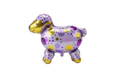 Adorable Purple and Gold Polka Dot Sheep Balloon - Whimsical Party Decoration and Fun Toy