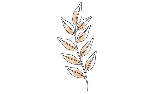 Minimalist botanical illustration of a single wheat stalk with delicate watercolor accents.
