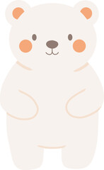 Cute Minimalist Polar Bear Clipart. Simple Boho Flat Design Winter Animal Illustration.