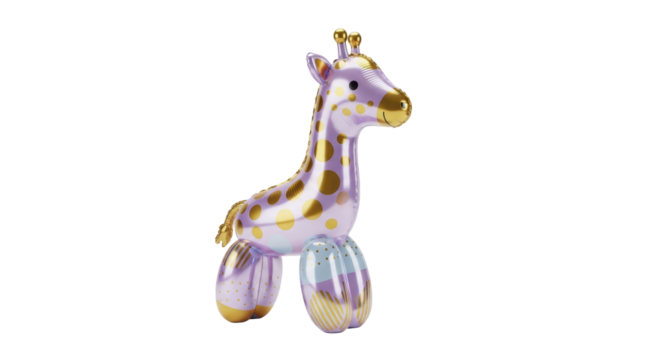 Balloon Art Adorable Lilac Giraffe with Gold Spots for Party Decor