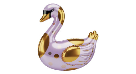 Elegant Swan Balloon Decoration with Gold Polka Dots for Party Celebrations