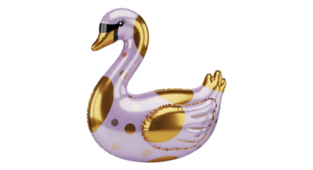 Elegant Swan Balloon Decoration with Gold Polka Dots for Party Celebrations