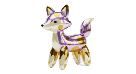 Cute Fox Animal Figurine with Polka Dot Design