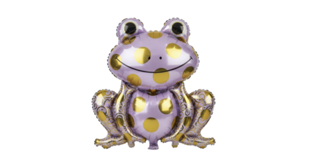 Adorable Purple Frog Balloon with Gold Polka Dots, Perfect for Parties and Decorations