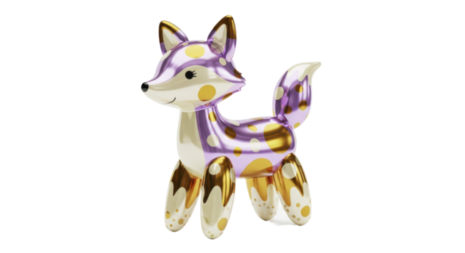 Cute Fox Animal Figurine with Polka Dot Design