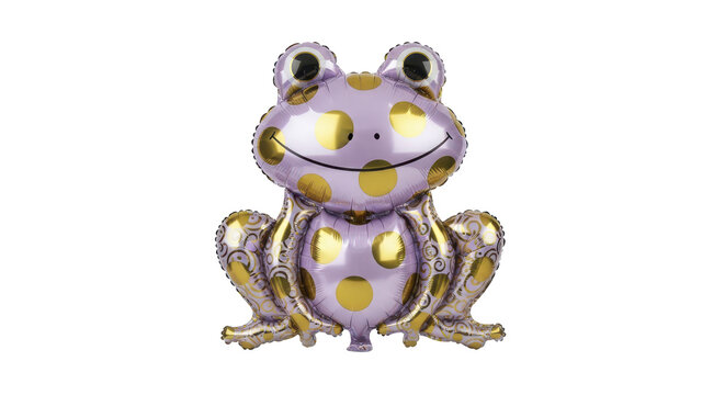 Adorable Purple Frog Balloon with Gold Polka Dots, Perfect for Parties and Decorations