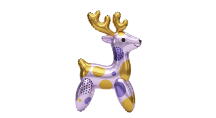 Playful Golden-Antlered Reindeer Balloon A Joyful Celebration Design