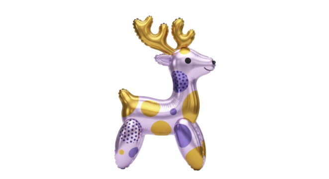 Playful Golden-Antlered Reindeer Balloon A Joyful Celebration Design