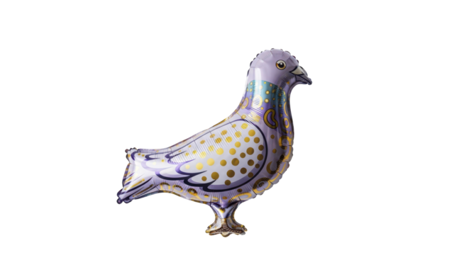 Decorative Pigeon-Shaped Balloon with Gold Polka Dots, Perfect for Parties and Celebrations