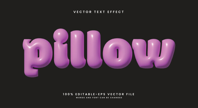 Pillow 3d inflated Style editable text effect template