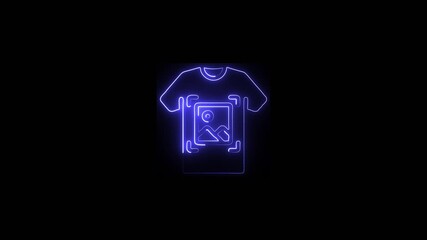 Neon t shirt design template mockup glowing blue outline graphic apparel customization concept digital art minimalist