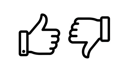 Thumb up and down concept feedback approval or disapproval icon
