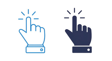 Finger pointing cursor click hands set for web and interface design
