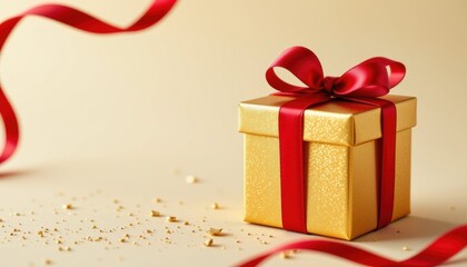 Obraz premium Gift box surprise celebration setup png cut out elegant atmosphere top-down view festive concept