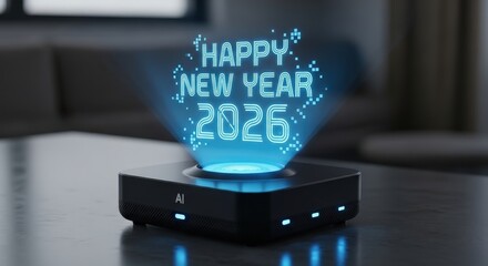 Futuristic AI Hologram New Year 2026. Ai generation