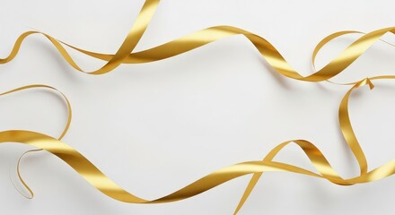 Elegant Gold Ribbons on White Background. Ai generation
