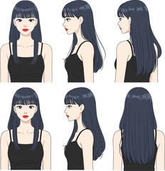 Vector Illustration of a Woman's Face with and Without a Protective Medical Mask