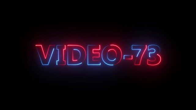 Video-73 neon bright text font colorful 4k video animation. Digital Timer, # video 73 neon text is used as video clip.technology stopwatch Digital countdown number animation.